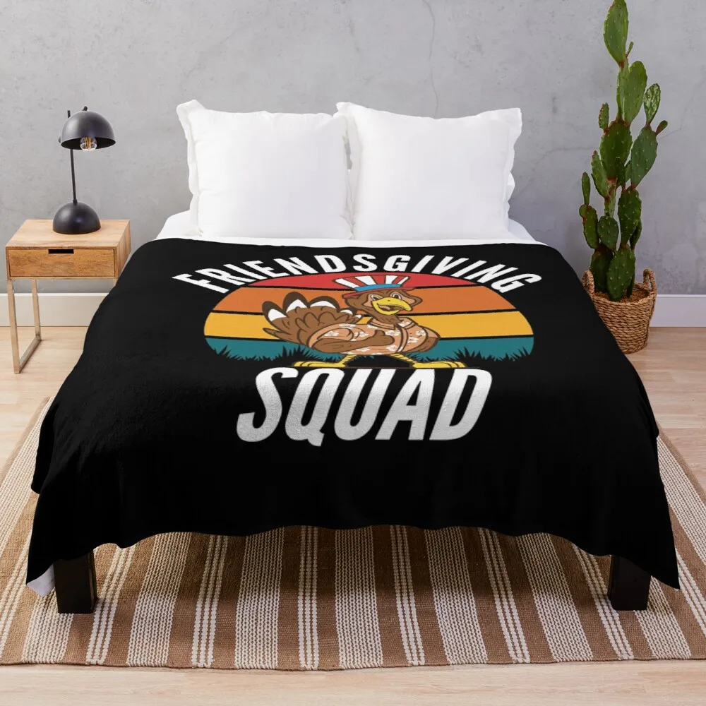 

Friendsgiving Squad Thanksgiving Friends Blanket Snowflake Wool Blanket Coral Fleece Bedspread Blankets Portable Blanket