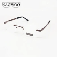 men rimless eyeglasses frame strong optical frame prescription spectacle frameless glasses for wide face spring temple glasses