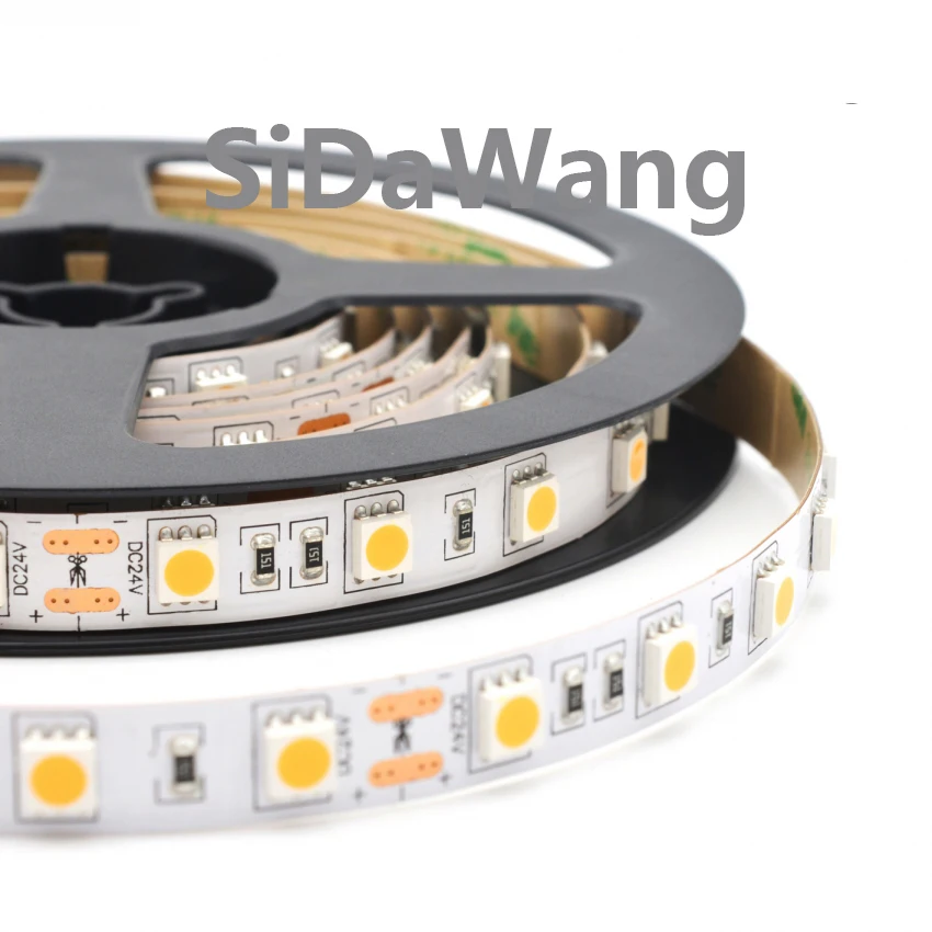 Светодиодные ленты 5050 DC12V/24V 60 светодиодов/м гибкий светодиодный светильник RGB 300