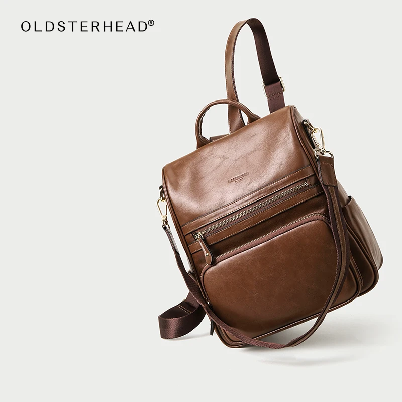 

Anti-theft Cool Women Backpack Genuine Leather Unesex Travel Rucksack Female School Bag Gift for Her