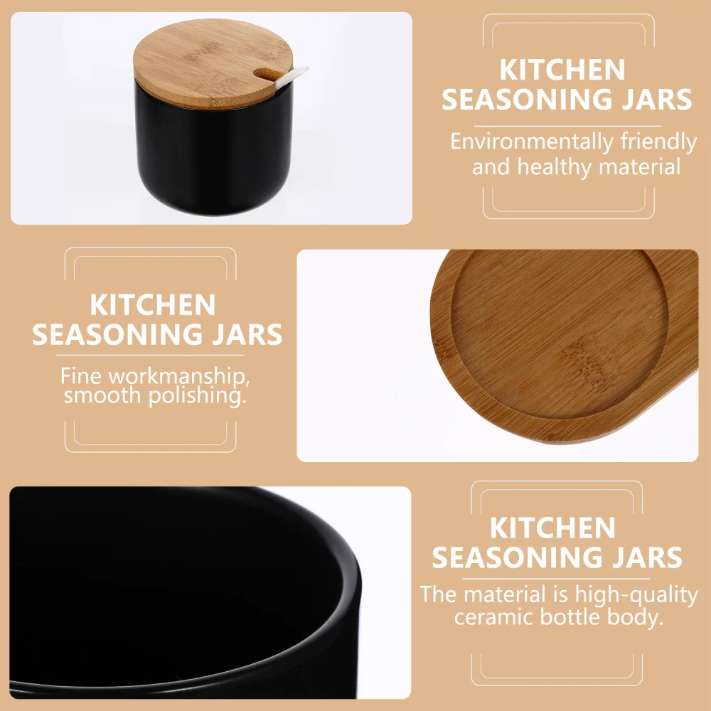 

1 Set Seasoning Storage Boxes Ceramic Seasoning Organizer for Home Use (Black)