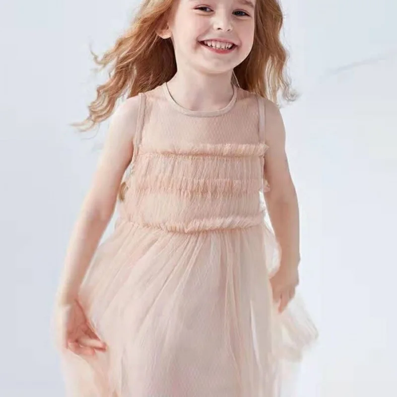 Girl Dresses Mesh Cute Dress Girls Tulle Princess Dress For Kids Children Lace Clothes 2-8Y