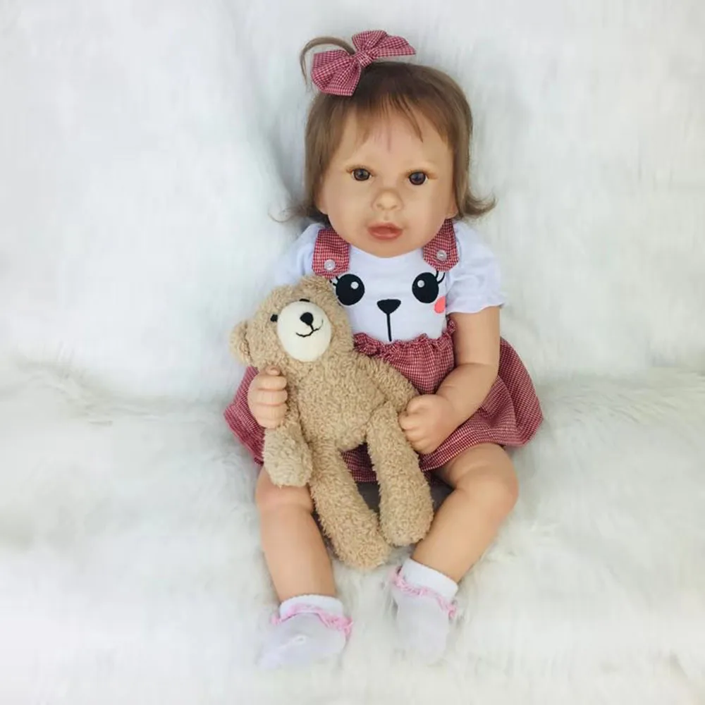 bear(light brown) Кукла авани 'jolie' кукла-реборн новорожденный куклы реалистичные модные куклы Реалистичная из мягкого силикона виниловые детские куклы - Цвет: bear(light brown)