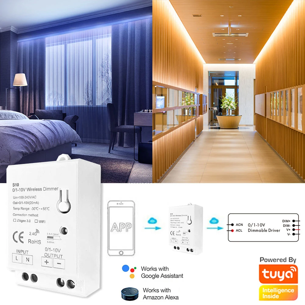 AC100-240V Output 0/1-10V Tuya WiFi LED Dimmer Controller Wireless Control Alexa Google Home For 0-10V Dimmable power drive | Лампы и