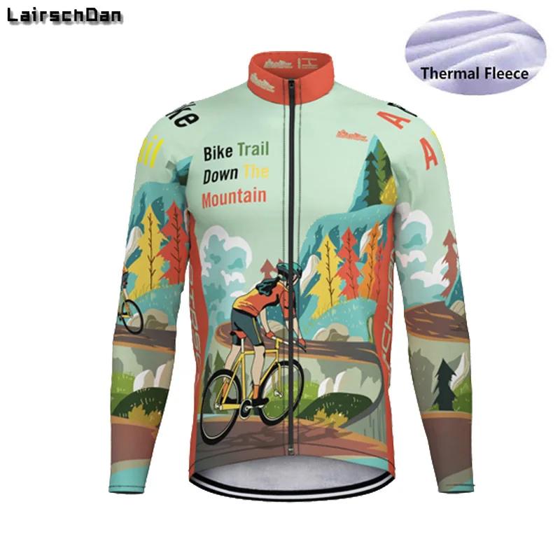 

LairschDan, Мужская велосипедная Джерси, зимняя флисовая велосипедная куртка, одежда для велоспорта с длинным рукавом, теплая одежда для горного велосипеда