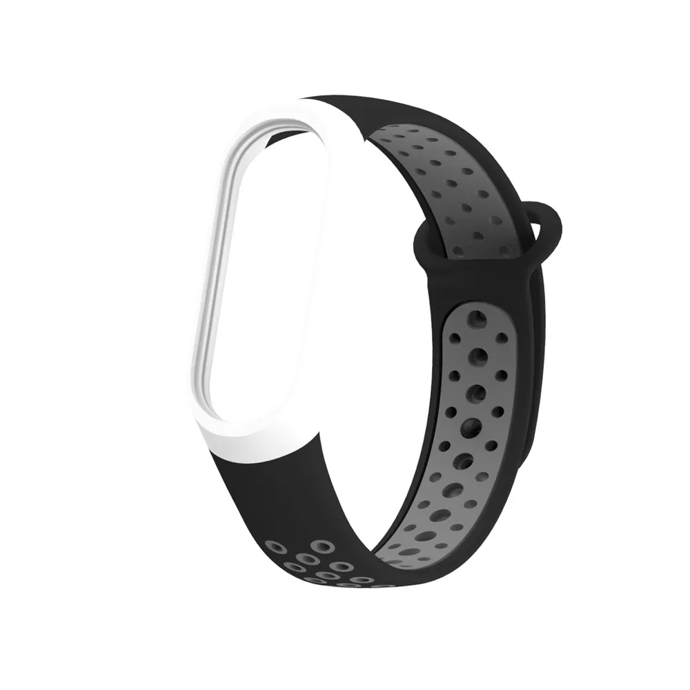 Black gray Для mi Band 3 4 ремешок Спортивные Силиконовые часы наручные браслет mi band 3 ремешок аксессуары браслет Смарт для Xiaomi mi 3 4 ремешок - Цвет: Black gray