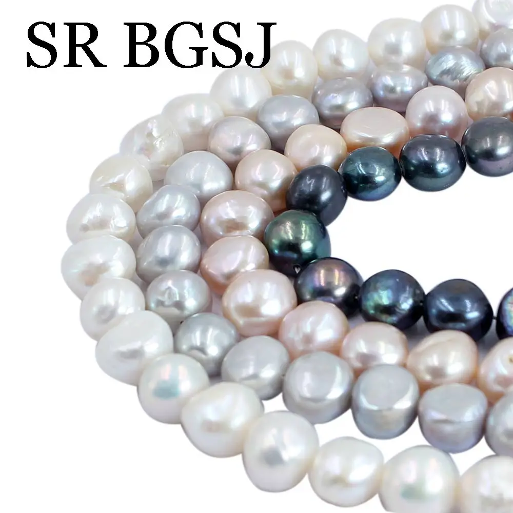 

10-11mm White Pink Black Grey Baroque Potato Natural Freshwater Pearl Jewelry Accessories DIY Spacer Beads 14"