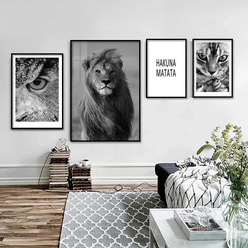 

Animal Lion Black And White Animal Eyes Canvas Painting And Black And White Poster Home Living Room Decoration Painting