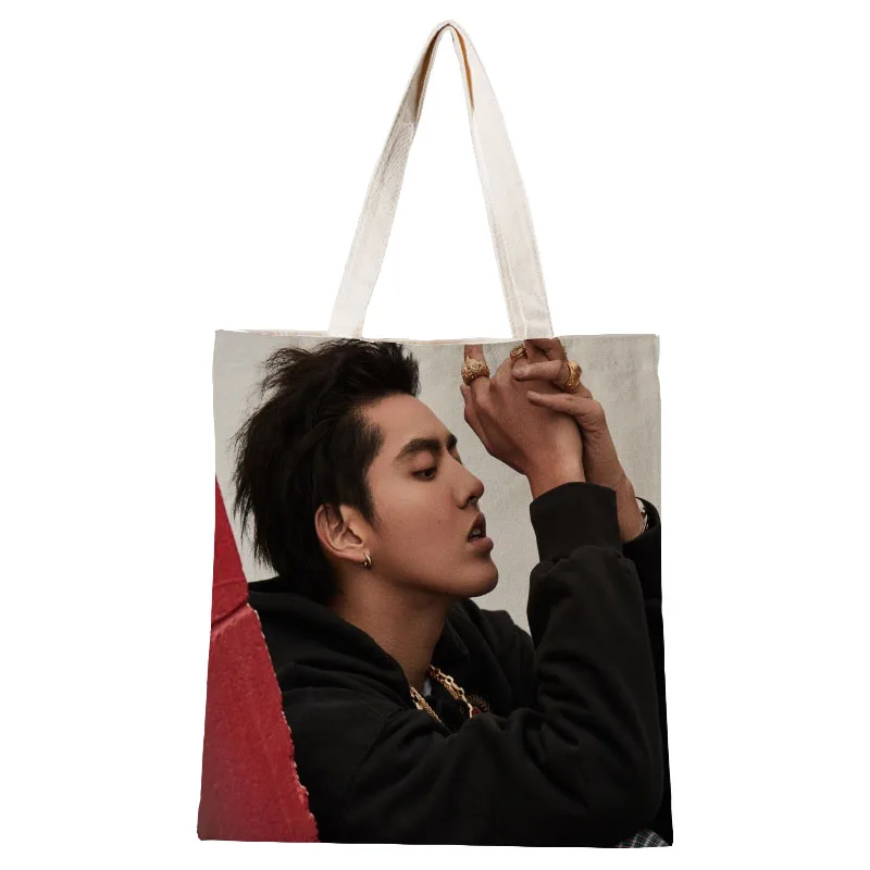

Ladies Handbags KRIS WU EXO Canvas Tote Bag Cotton Cloth Shoulder Shopper Bags for Women Eco Foldable Reusable Shopping Bags
