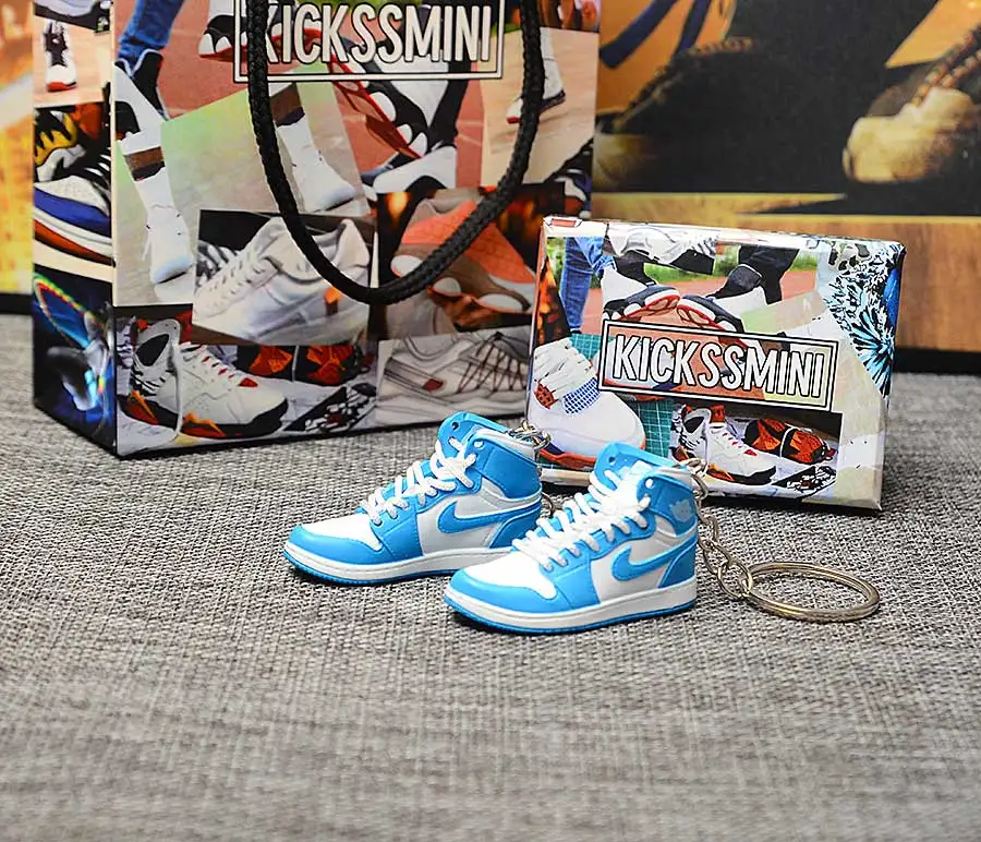 a pair w metal ring Персональный DIY Jordan Generation AIR JORDAN 1 chicago 3D кроссовок фигурный брелок сумка Подвеска парный брелок - Цвет: a pair w metal ring
