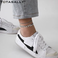 f j4z trend women anglets 2021 fashion hit hop 2layers cuban chains leg bracelets lady summer beach footchain sandals jewelry