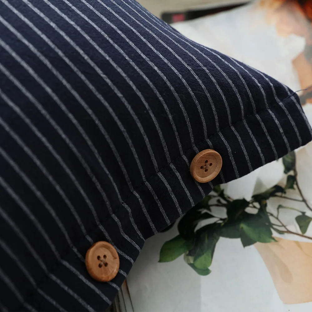 Новейшая прошитая наволочка для подушки хлопковая комбинированная с пуговицей