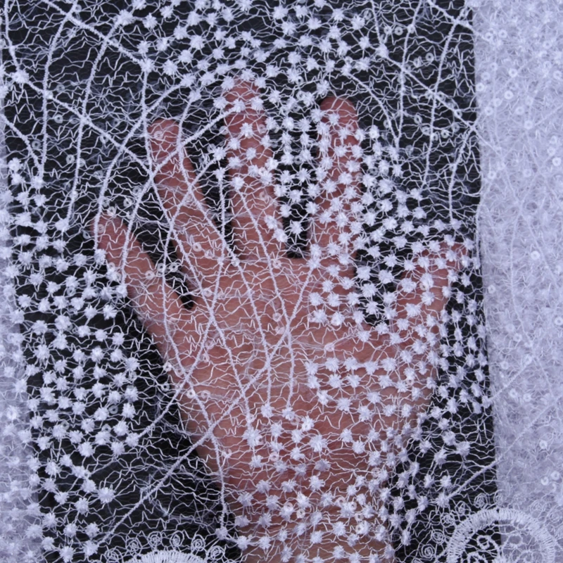 Чистая Белая французская сетчатая кружевная ткань высокого качества