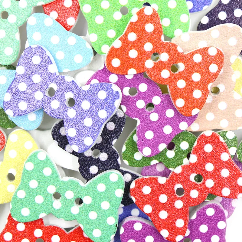 50PCs Dots Bow Wood Button 2-Holes Decorative For Scrapbooking Sewing Baby Clothes DIY Accessories | Дом и сад