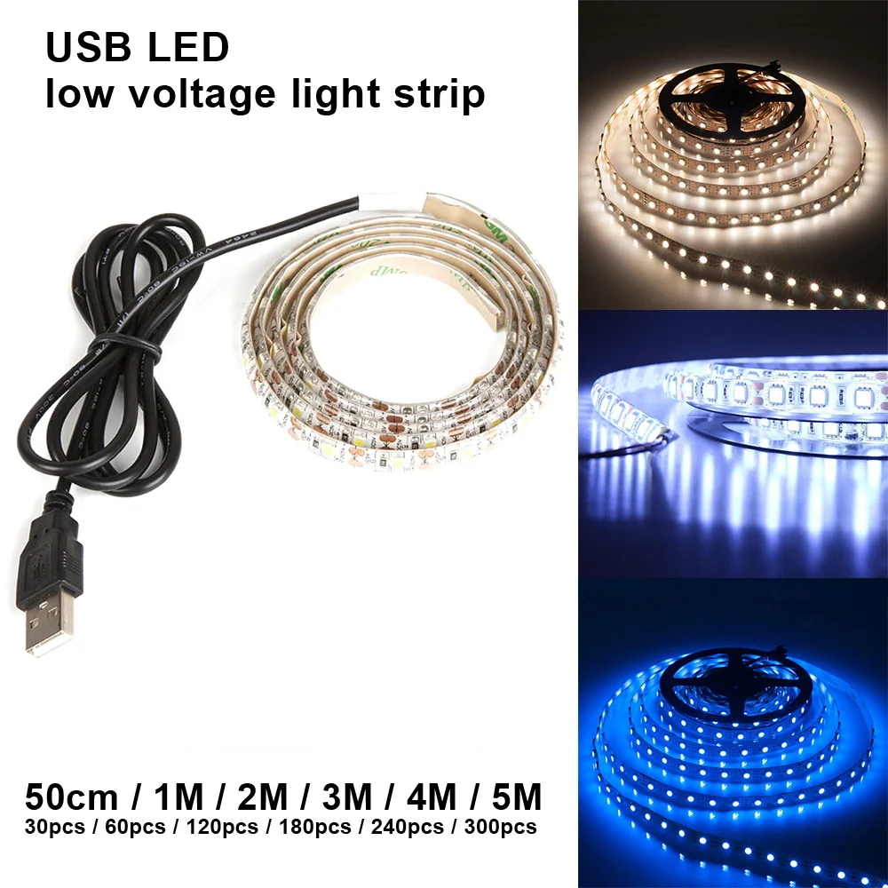Светодиодная лента 5 В для домашнего декора водонепроницаемая светодиодная
