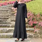 Женское мусульманское платье-кафтан, повседневное свободное винтажное однотонное Плиссированное длинное платье в стиле ретро, платье-хиджаб, сарафаны S-