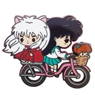 Inuyasha InuLove Кагоме и Shippo езда на велосипеде Приключения эмалевая брошь на булавке значок солнцезащитные очки из сплава в виде металлического ювелирные изделия аксессуары