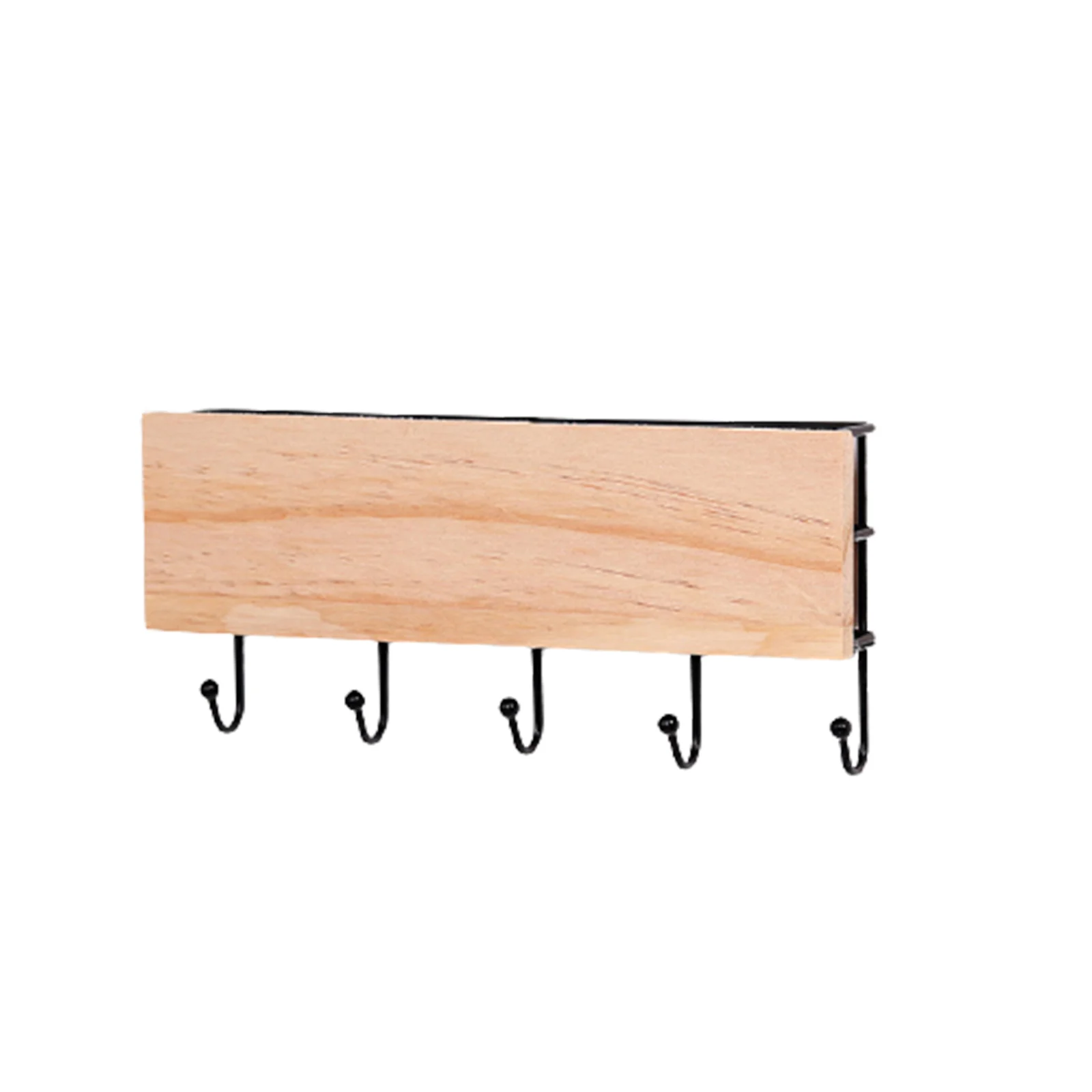 

Simple Coat Hook Rack Wall Mounted Multifunctional Storage Stand Wooden Metal Hooks for Kitchen Bathroom Bedroom FBS889