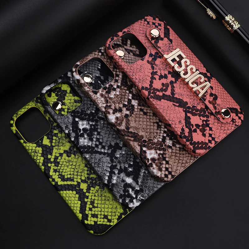Персонализированный кожаный чехол со змеиным рисунком для iphone 12 13 11 Pro Max 7 8Plus X XS XR
