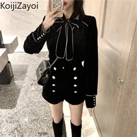 koijizayoi elegant women two pieces set fashion lady chic korean outfits black coat high waist short korean suit slim outfits