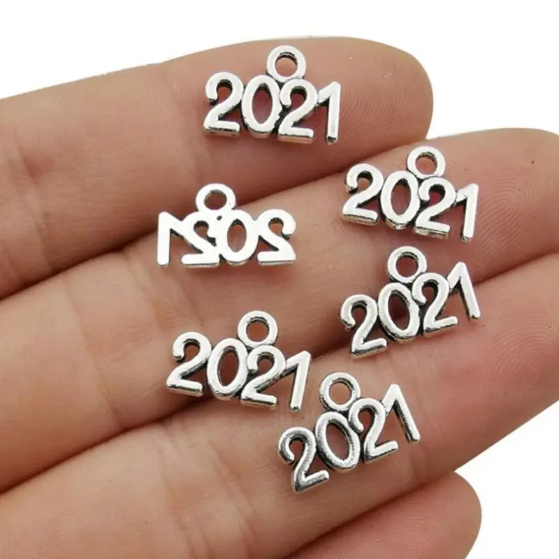 

Wholesale 50pcs Tibetan Silver Lucky Number 2021 Charms Pendants 10x14mm DIY Jewelry Findings Making