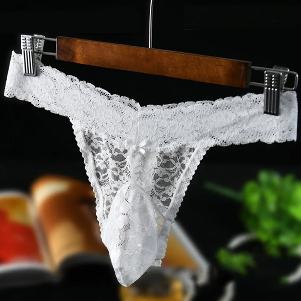 

Men Lace Thong Men's Transarent Brief Sexy Underwear Tanga Hombre Penis Pouch Panties G-String Man Erotic Lingerie Underpants