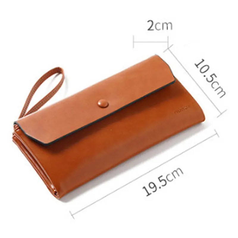 

Women's Wallet Waxed Leather 3 Fold Long Wallet Multi-Card Phone Purse Money Clip Multifunctional Coin Purse Card Holder Gift