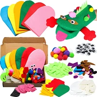 6pcs toddlers diy art craft felt animal hand puppets making kit for kids party decoration role play toys puppets show for child