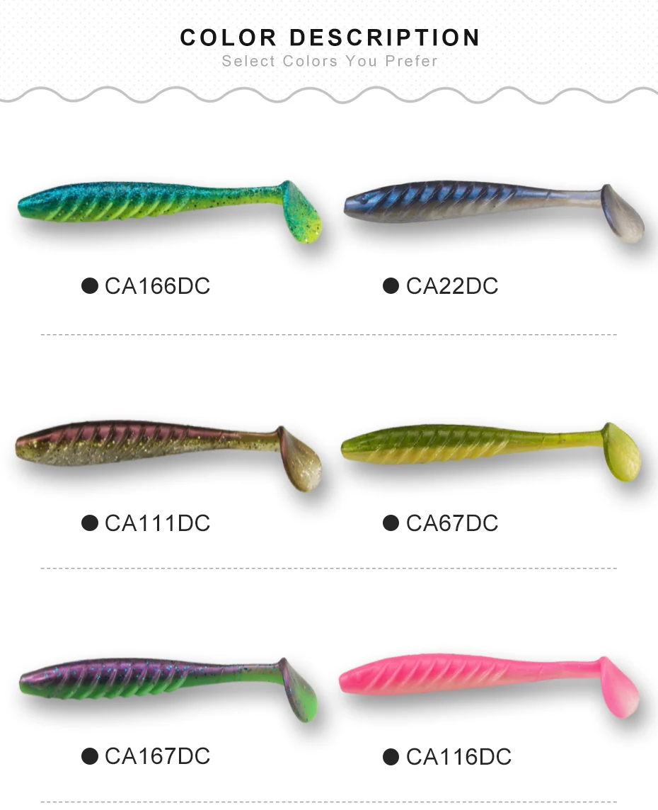 ESFISHING Soft Silicone Bait Ripple Shad 100mm 125mm For Pike Bass Fishing T Tail Jigging Pesca Artificial Fishing Lure Tackle