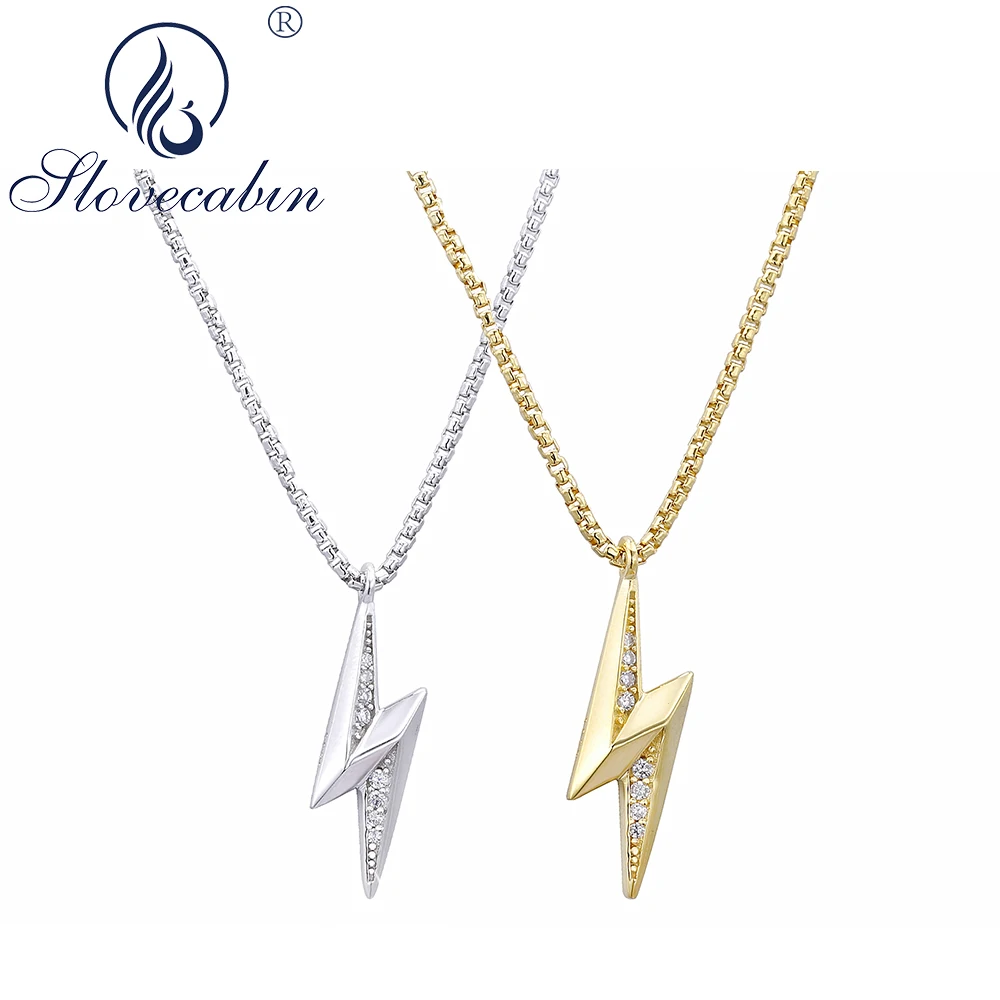 

Slovecabin 925 Sterling Silver Lighting Star Pendant Choker Necklaces For Women & Men Hip Hop Lock Fashion Jewelry Accessories