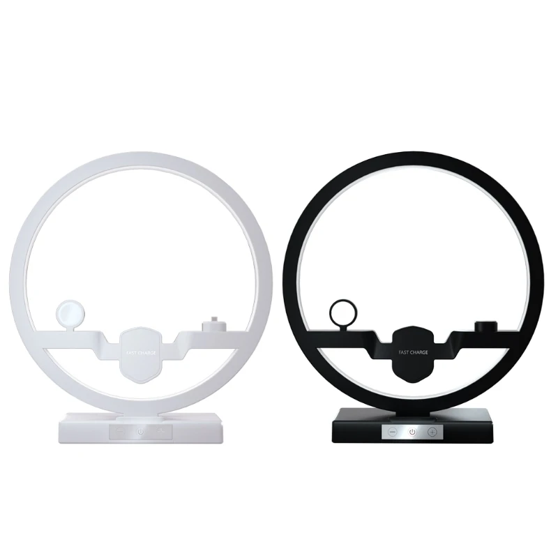 

3 in 1 Wireless Charger Station Charging Stand Dock with LED Desk Night Lamp A9LB