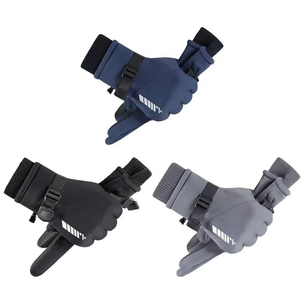 

Перчатки для сенсорных экранов-мужские и женские зимние перчатки ветрозащитные водонепроницаемые термоперчатки с регулируемым ремешком д...