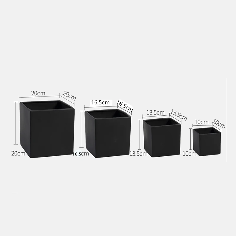 

Modern ins ceramic flower pot black and white square shape flower pot hydroponic non-porous phalaenopsis pot green plant decor