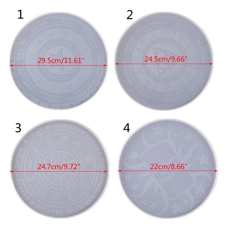 

4Pcs Astrology Board Resin Mold Sun Moon Star Tarots Card Tray Mold Witchcraft 85LF