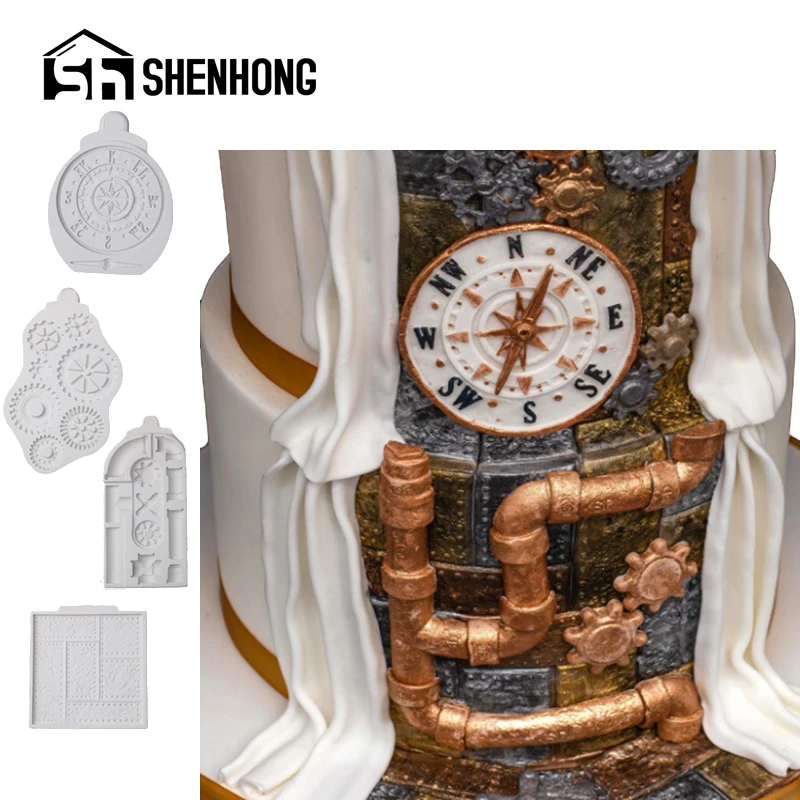 SHENHONG силиконовые помадные формы компасы стимпанк для тортов десертные