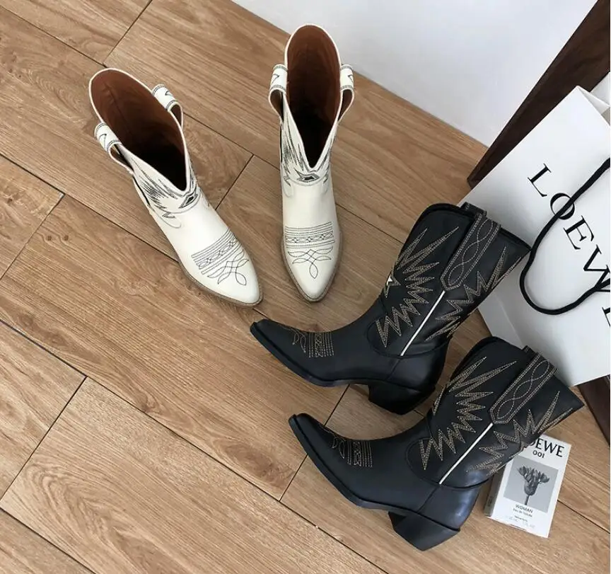 Prova Perfetto Chic Lady 2020 Новинка Осень-зима ботинки до середины икры короткие остроносые