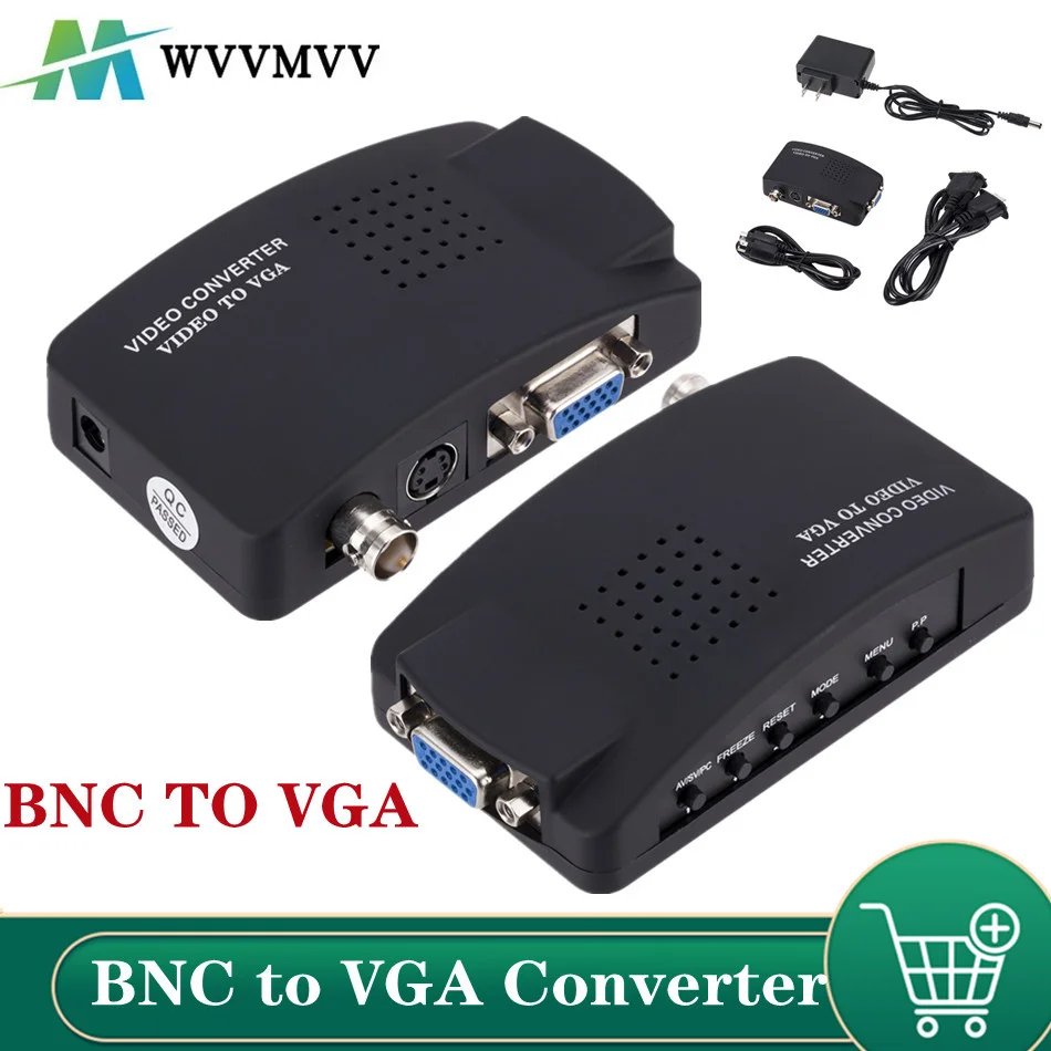 

BNC VGA Composite S-Video to VGA Converter Video Converter VGA Output Adapter Digital Switch Box for PC Mac TV Camera DVD DVR