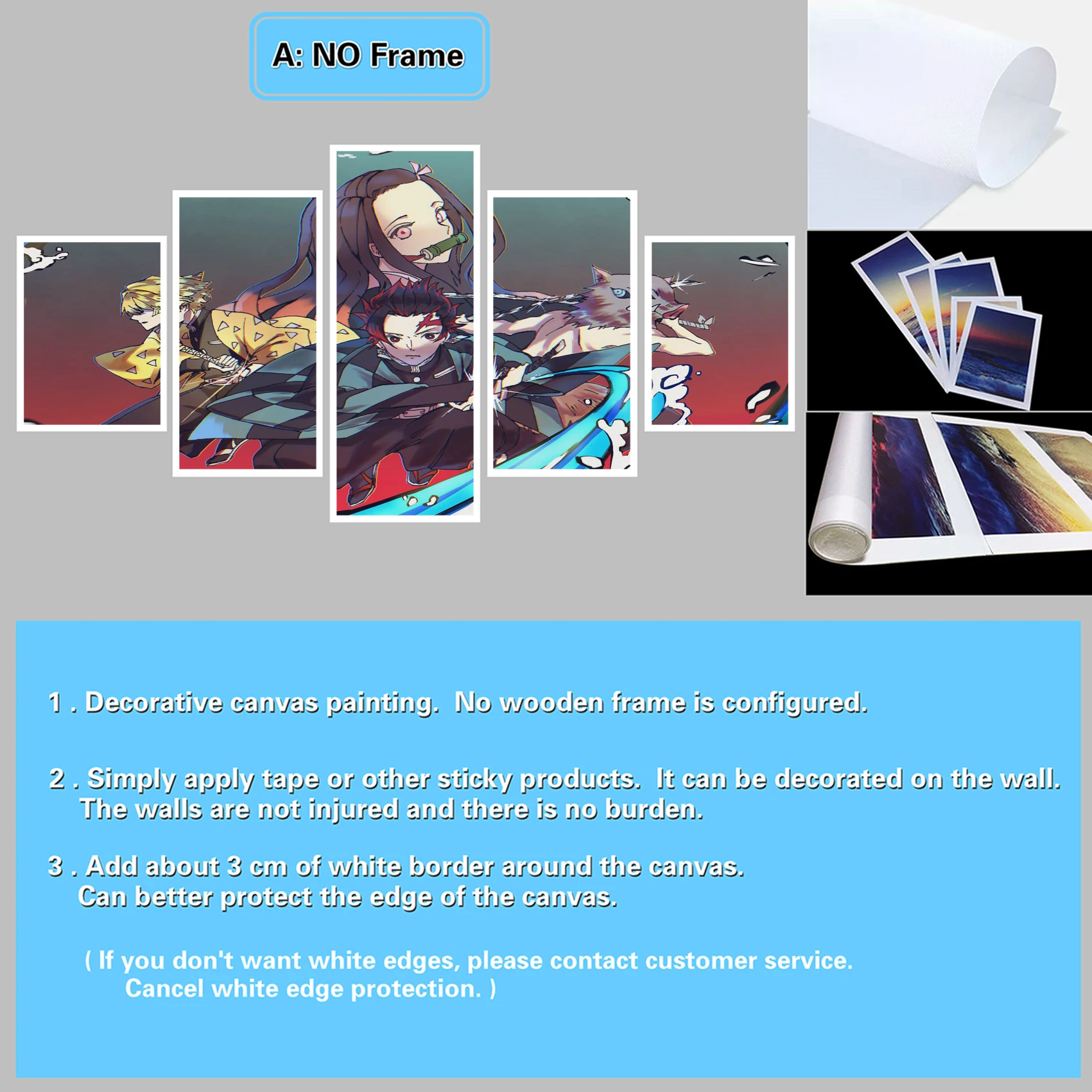 5 шт. HD аниме мальчик и девочка Настенная картина рассекающий демонов киметсу No