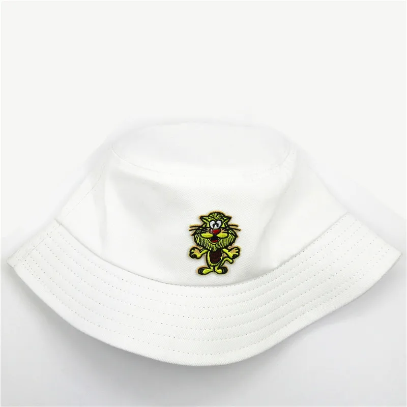 Хлопковая шляпа ведро с вышивкой льва из мультфильма рыбак уличная