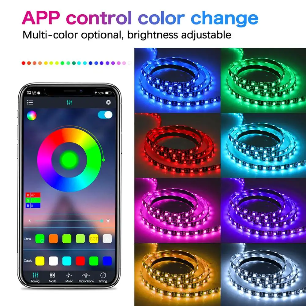 Светодиодный контроллер с Bluetooth App смарт управление RGB питание от USB многоцветное