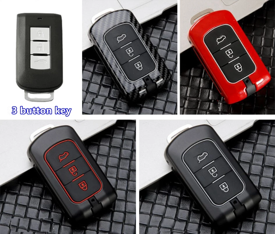 Чехол для автомобильного ключа из углеродного волокна рукав Mitsubishi Outlander Lancer Pajero