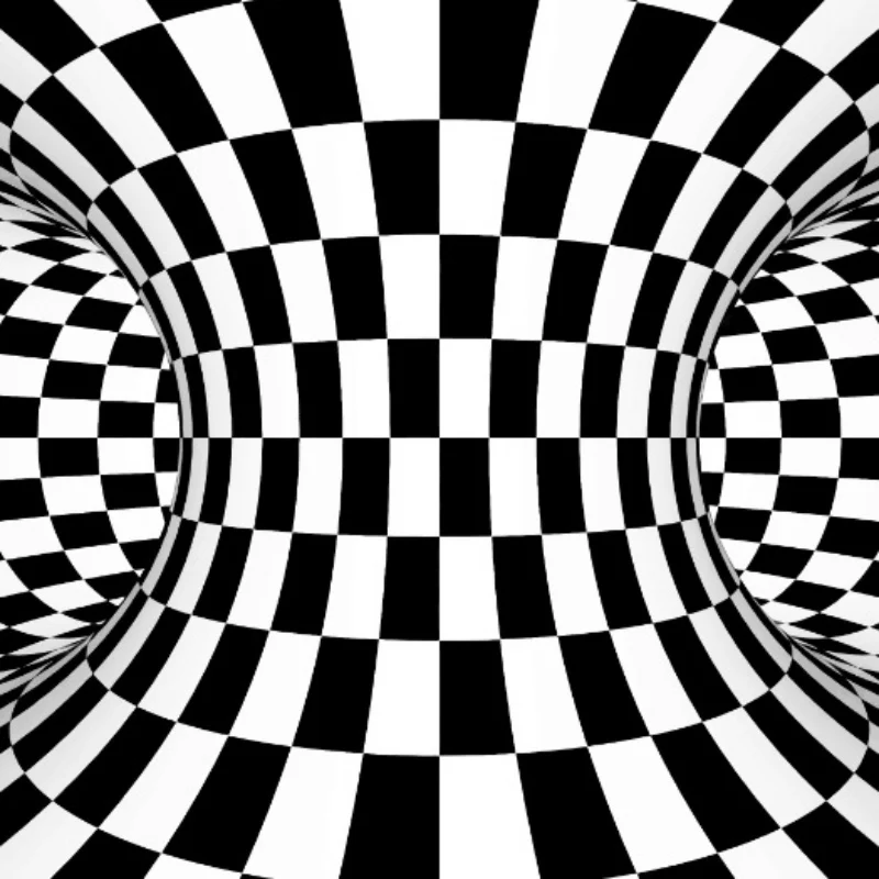 Напольный коврик 3D геометрический черно белый клетчатый мозаичный с принтом