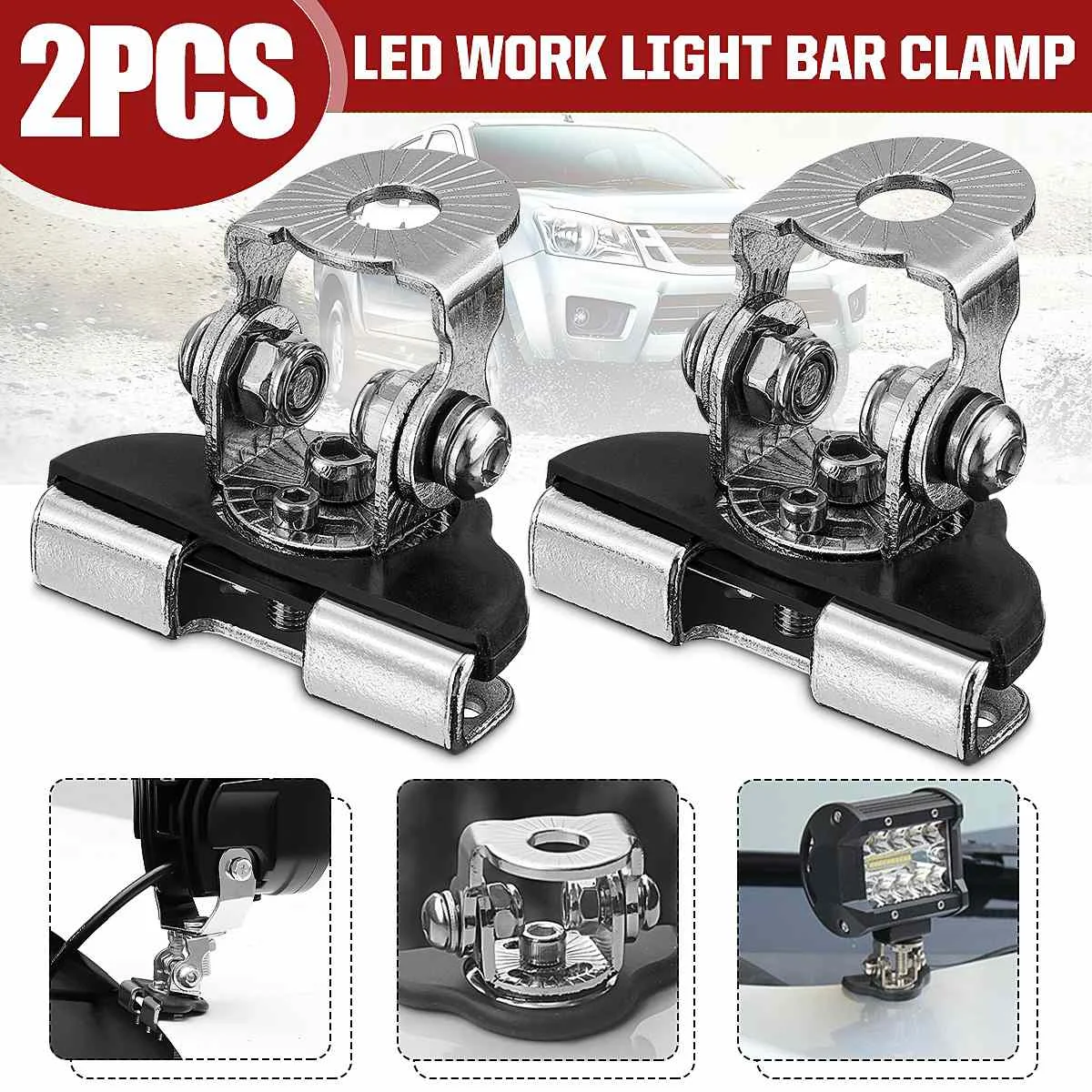 

2/4PCS Universal Auto Engine Hood Light Bracket Holder Off Road SUV Engine Cover LED Work Light Bar Mounting Clamp Bracket