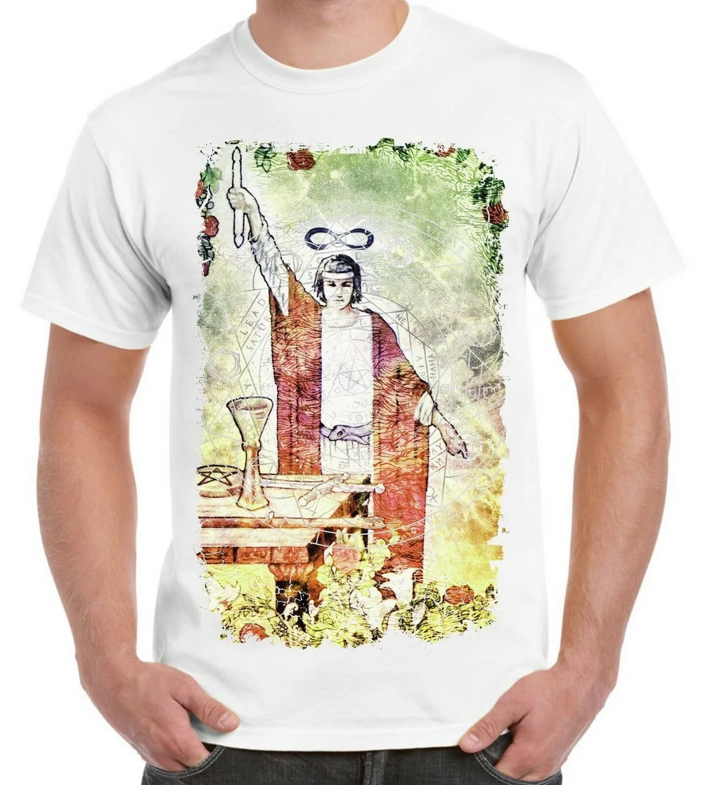 Маг Таро карта большой печати Мужская футболка языческая Викка Кроули Хлопок Большой размер Топы Футболка| |