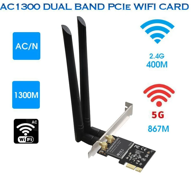 WiFi карта AC 1300 Мбит/с Двухдиапазонная беспроводная сетевая карта 8812AE PCIe Wifi адаптер сетевой адаптер PCI-E беспроводной для настольного ПК