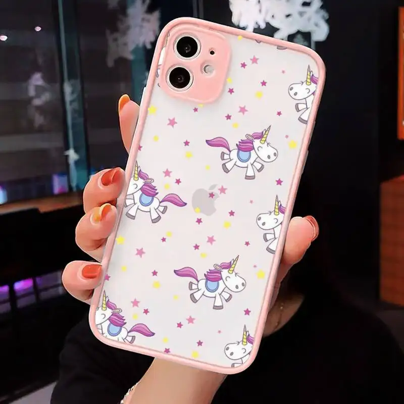 

unicornio corlorful cute cartoon Phone Cases matte transparent For iphone 7 8 11 12 plus mini x xs xr pro max cover