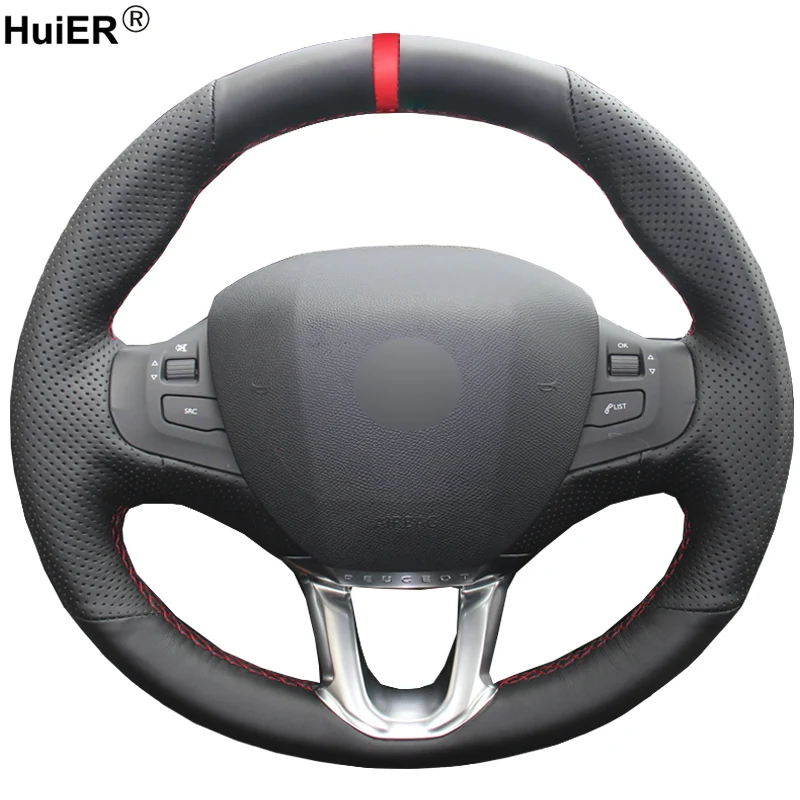 Ручной швейный чехол рулевого колеса автомобиля с запахом Funda Volante красный маркер