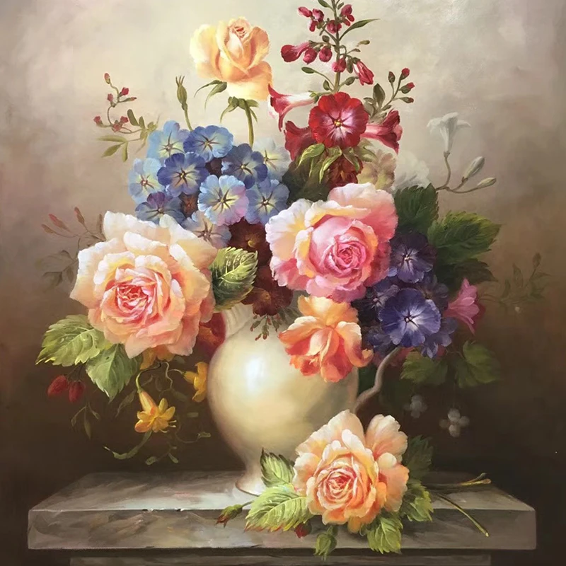 KOWELL 100% Классическая Цветочная ваза ручная роспись масляная живопись на холсте