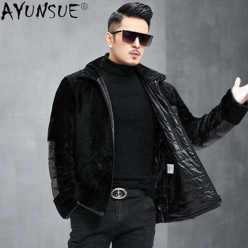 

Куртка AYUNSUE Gxy810 мужская из натуральной овечьей кожи, теплый пуховик на белом утином пуху, одежда для осени и зимы, 2021