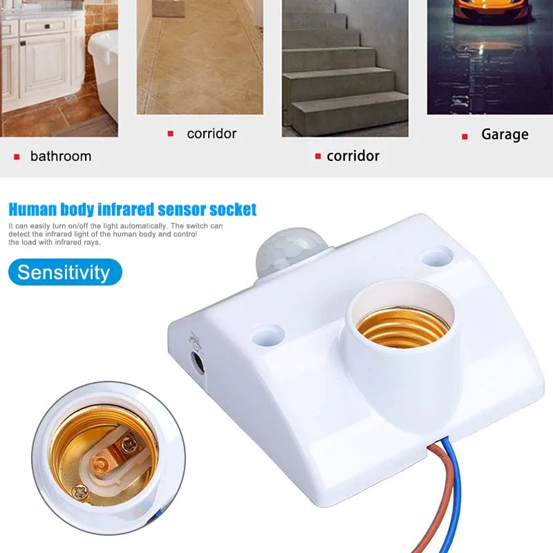 

E27 Lamp Holder Infrared Motion PIR Sensor Automatic LED Light Lamp Holder Switch TP899